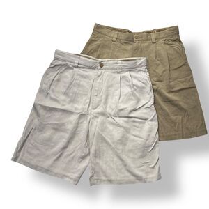 Jamaica Jaxx Chino Silk Shorts (2) Mens 32 Pleated Brown Taupe